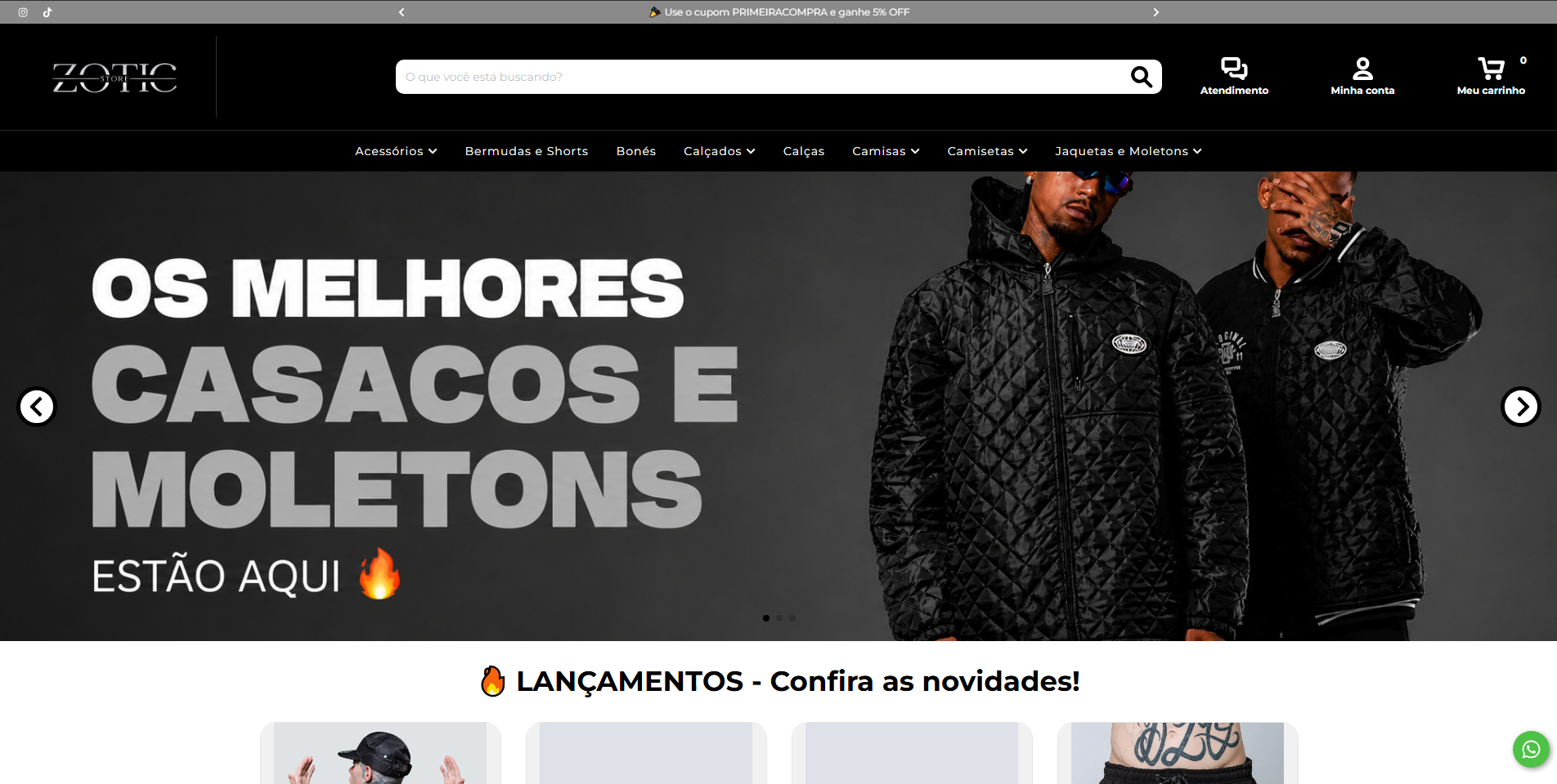 Prévia da loja online Zotic Store